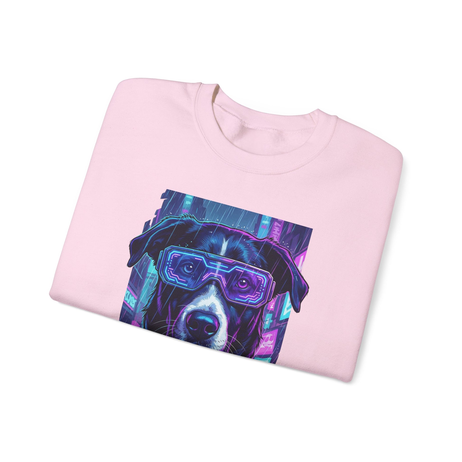 Dog Memorial Crewneck — Orelha Cyberpunk Portrait — dog memorial advocacy apparel — Orelha's Legacy