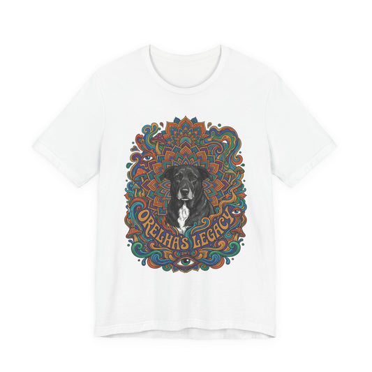 Dog Advocacy T-Shirt — Orelha Vibrant Mandala — dog memorial advocacy apparel — Orelha's Legacy