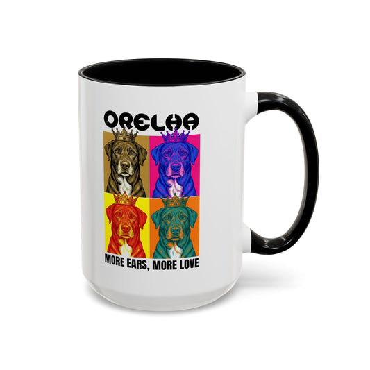 Dog Lover Mug — More Ears, More Love Pop Art — dog lover apparel — Orelha's Legacy