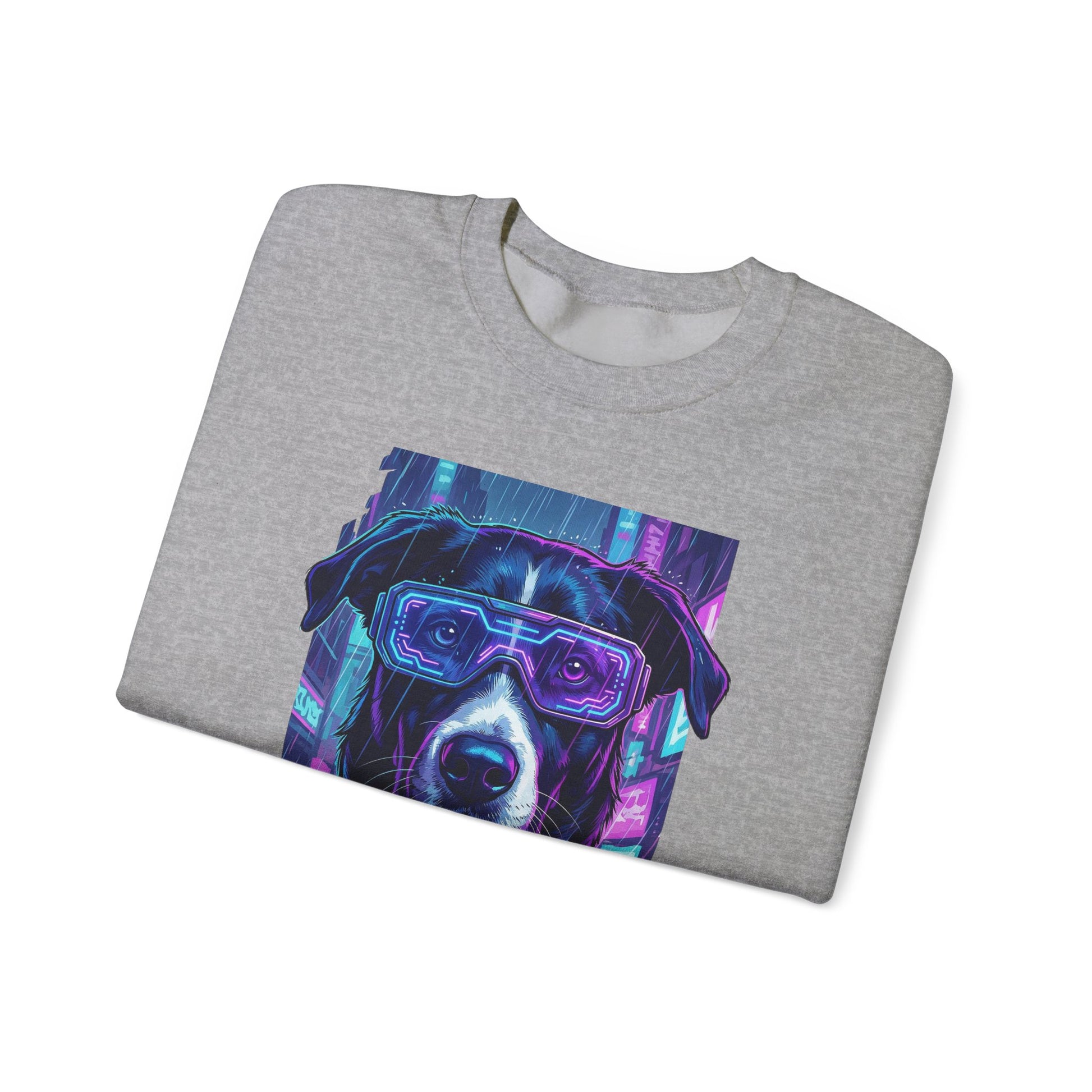Dog Memorial Crewneck — Orelha Cyberpunk Portrait — dog memorial advocacy apparel — Orelha's Legacy