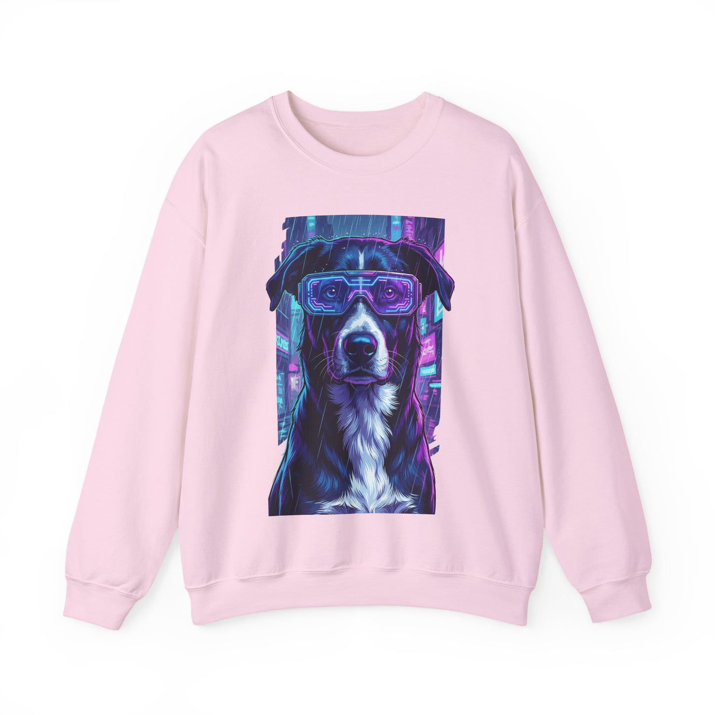 Dog Memorial Crewneck — Orelha Cyberpunk Portrait — dog memorial advocacy apparel — Orelha's Legacy
