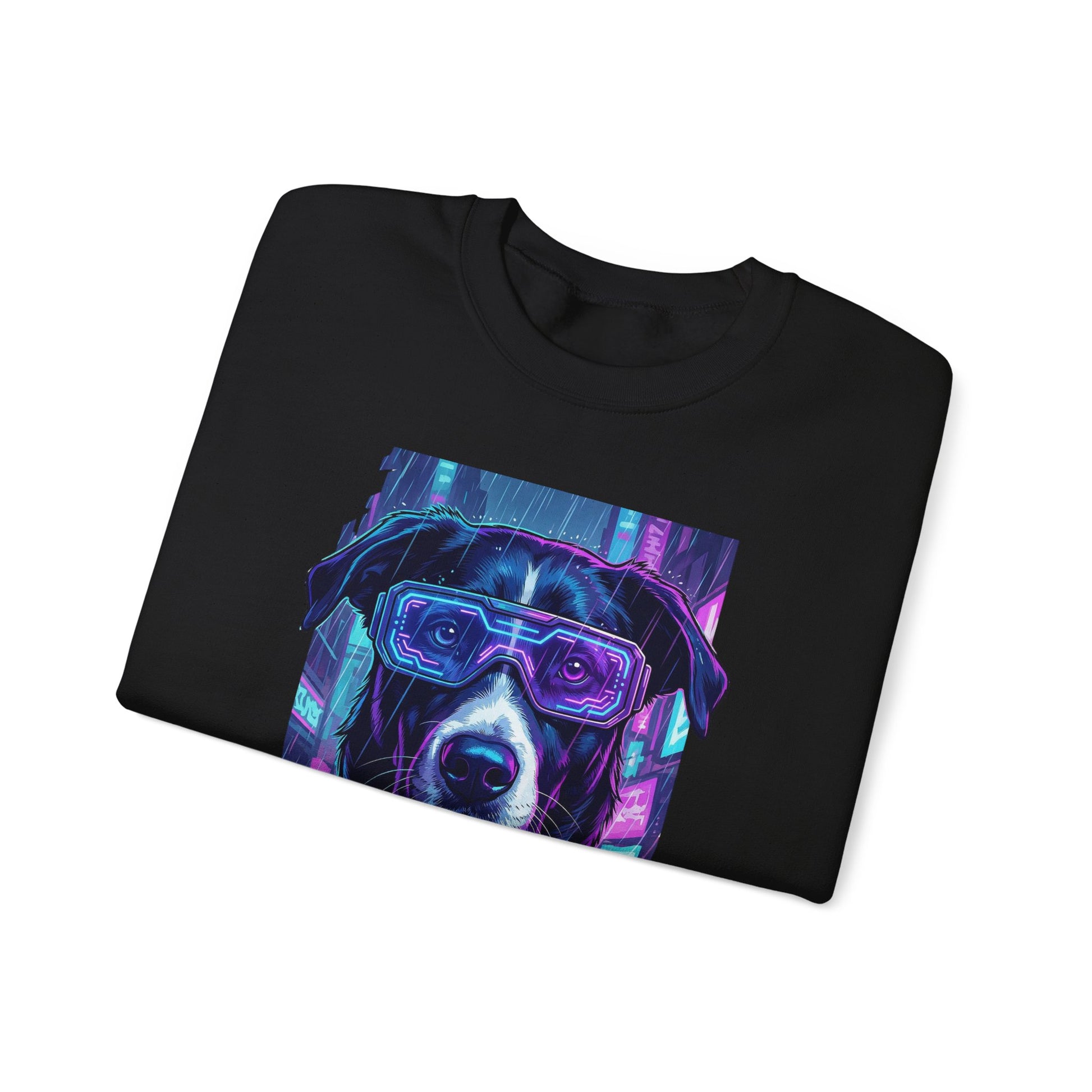 Dog Memorial Crewneck — Orelha Cyberpunk Portrait — dog memorial advocacy apparel — Orelha's Legacy