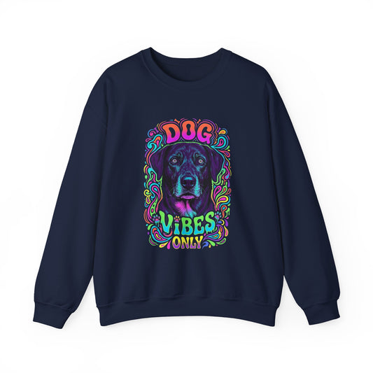Dog Vibes Only Crewneck — Neon Psychedelic — dog lover apparel — Orelha's Legacy