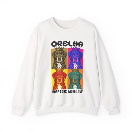 Dog Lover Crewneck — More Ears, More Love Pop Art — dog lover apparel — Orelha's Legacy